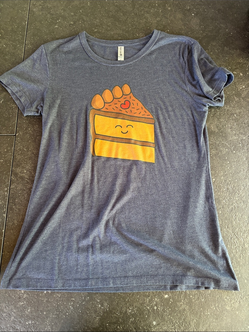 Tee Public Piece of Cake XL Navy Blue Graphic Tee